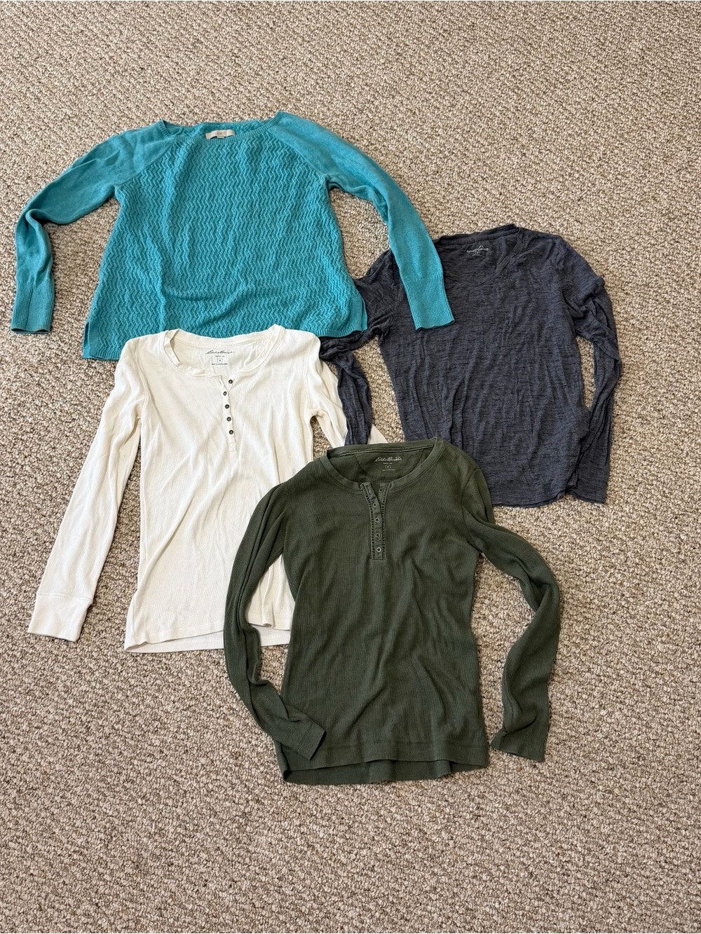 Women’s Long Sleeve Tops - Teal, Cream, Olive & Charcoal